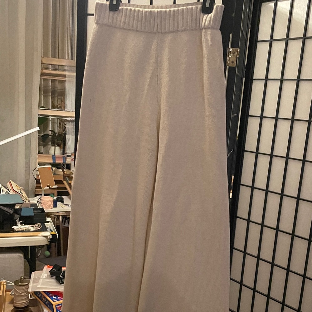 Elegant Cream Wide-Leg Pants
